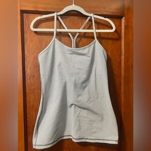 Lululemon athletica Power Y Striped Women's Workout Top with Shelf Bra Size 10